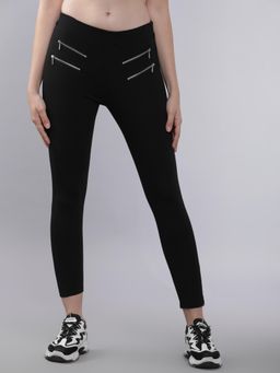 TOKYO TALKIES - Women Black Slim Fit Solid Regular Trousers