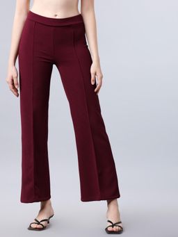 TOKYO TALKIES - Women Knitted Solid Bell Bottom Trouser