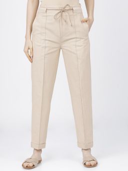 TOKYO TALKIES - Women Beige Straight Fit Trouser