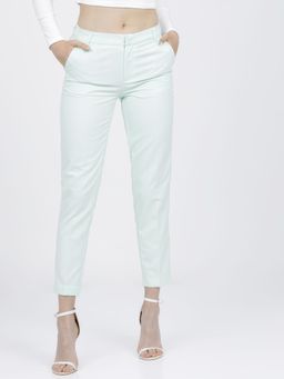 TOKYO TALKIES - Women Mint Ankle Length Mid Waist Trousers