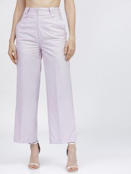 TOKYO TALKIES - Women Purple Wide Leg High Waist Trouser