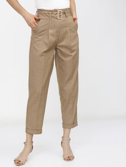 TOKYO TALKIES - Women Beige Regular Fit Trouser