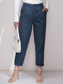 TOKYO TALKIES - Women Blue Straight Fit Trouser