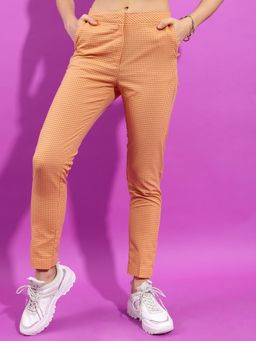 TOKYO TALKIES - Women Checked Mid-Rise Regular Trousers