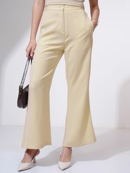 TOKYO TALKIES - Women Cream Solid Flared Trouser