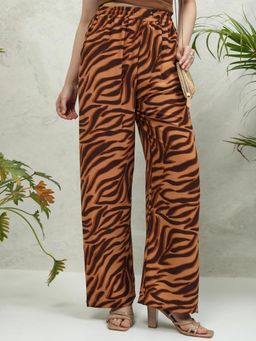 TOKYO TALKIES - Women Brown Animal Printed Wide leg Trouser