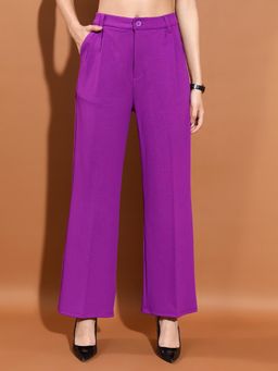 TOKYO TALKIES - Women Purple Straight Leg Pants