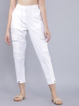 TOKYO TALKIES - Women White Solid Casual Trouser