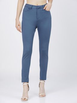 TOKYO TALKIES - Women Blue Slim Fit Cigarette Trousers
