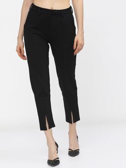 TOKYO TALKIES - Women Black Solid Regular Fit Trousers