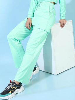 TOKYO TALKIES - Women Sea Green Solid Trousers