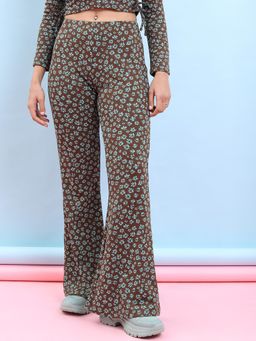 TOKYO TALKIES - Women Jacquard Boot Cut Trouser