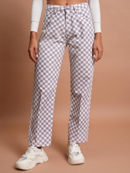 TOKYO TALKIES - Women Lavender Straight Fit Cotton Trousers