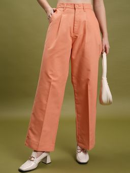 TOKYO TALKIES - Women Orange Straight Fit High-Rise Trouser