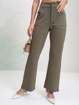 TOKYO TALKIES - Women Olive Solid Flared Pants