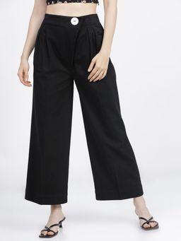 TOKYO TALKIES - Women Solid High-Rise Casual Regular Fit Trousers