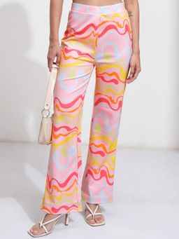 TOKYO TALKIES - Women abstract Printed Straight Fit Trousers