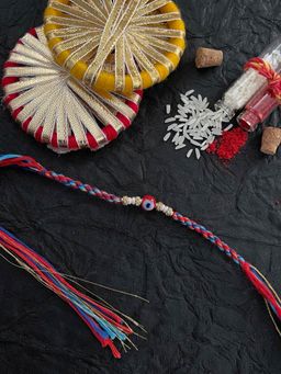 Digital Dress Room - Fancy Designer Rakhi Red Evil Eye Charm Thread Rakhi