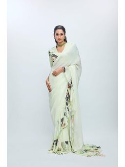Nirmooha - Yellow Embroidered Saree With Stitched Blouse