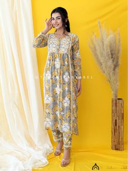 The Chikan Label - Nyra Modal Chikankari Yellow Kurta with Pant Co-Ord Set