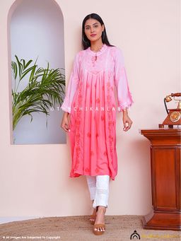 The Chikan Label - Pink Zahrah Muslin Chikankari Jhalar Yok Kurta