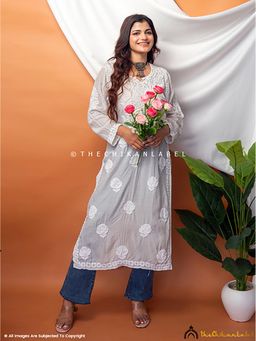 The Chikan Label - Sama Muslin Chikankari Straight White Kurta