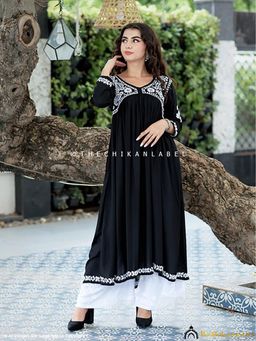 The Chikan Label - Alia Modal Chikankari Black Anarkali