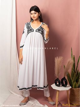The Chikan Label - Alia Modal Chikankari White Anarkali