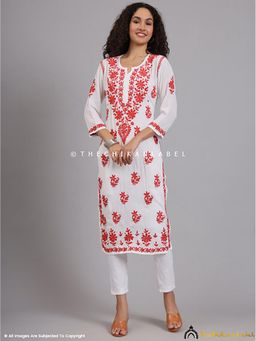 The Chikan Label - Jugni Modal Chikankari White Straight Kurta