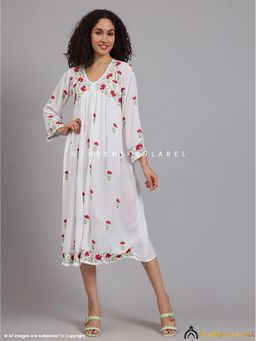 The Chikan Label - Alia Muslin Chikankari White Anarkali