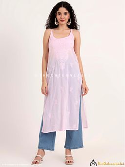 The Chikan Label - Maham Cotton Chikankari Strappy Pink Kurta
