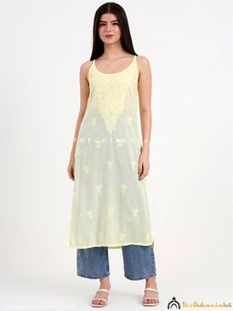 The Chikan Label - Maham Cotton Chikankari Strappy Yellow Kurta