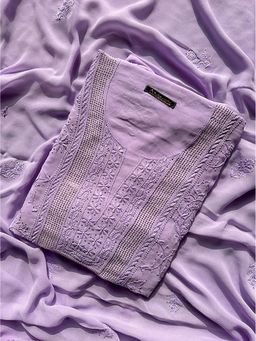 The Chikan Label - Lavender Deeva Viscose Chikankari Unstitched Kurti with Dupatta
