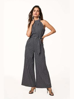 TERRA LUNA - Nori Black Printed Jumpsuit with Belt