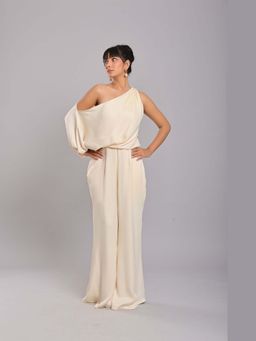 Ellemora - Timeless Off White Plain Jumpsuit