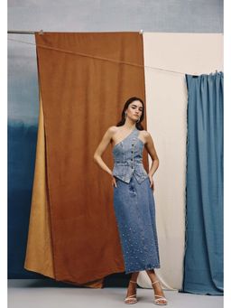 quietBold - Atlas Studded Denim Midi Skirt