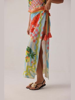 NOIB - Blue Printed Summer Zest Magda Skirt
