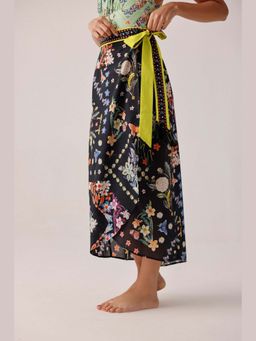 NOIB - Black Floral Printed Prairee Nua Pareo Skirt