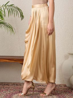 First Resort by Ramola Bachchan - Women Beige Pleated Long Skirt