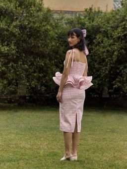 The Clothing Factory - Pink Gingham Checked Midi Skirt