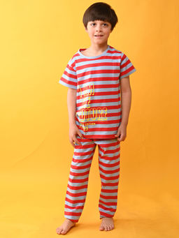 ANTHRILO - I Am The Future Striped Short Sleeves Pyjama Red (Set of 2)