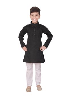 Pro Ethic Style Developer - Black Cotton Kurta Pajama Set