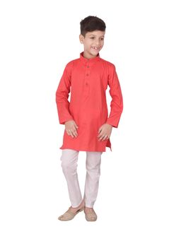 Pro Ethic Style Developer - Peach Cotton Kurta Pajama Set