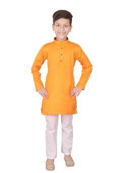 Pro Ethic Style Developer - Orange Cotton Kurta Pajama Set