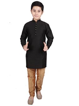 Pro Ethic Style Developer - Black Ethnic Wear Silk Embellished Kurta and Pyjama Set