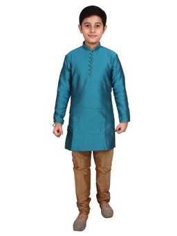 Pro Ethic Style Developer - Blue Ethnic Wear Silk Embellished Kurta and Pyjama Set