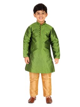 Pro Ethic Style Developer - Green Ethnic Wear Silk Embellished Kurta and Pyjama Set