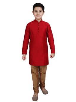 Pro Ethic Style Developer - Maroon Ethnic Wear Silk Embellished Kurta and Pyjama Set