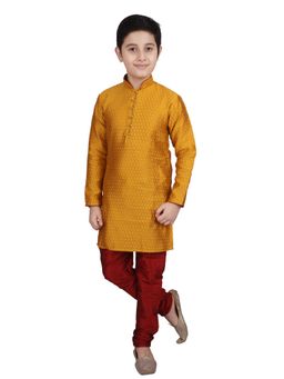 Pro Ethic Style Developer - Mustard Ethnic Wear Silk Embellished Kurta and Pyjama Set