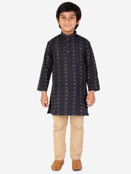 Pro Ethic Style Developer - Black Cotton Kurta and Contrast Pajama Set